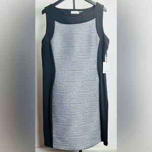 Calvin Klein Black & Grey Sheath Dress Size 16 NWT